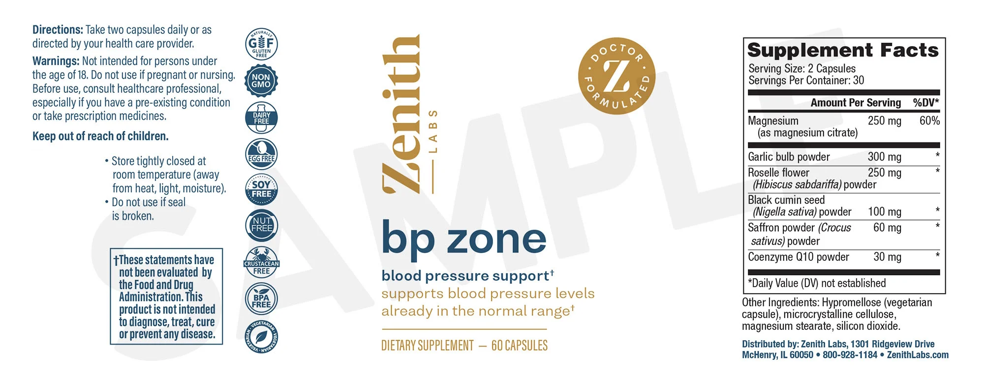 BP Zone Product Label